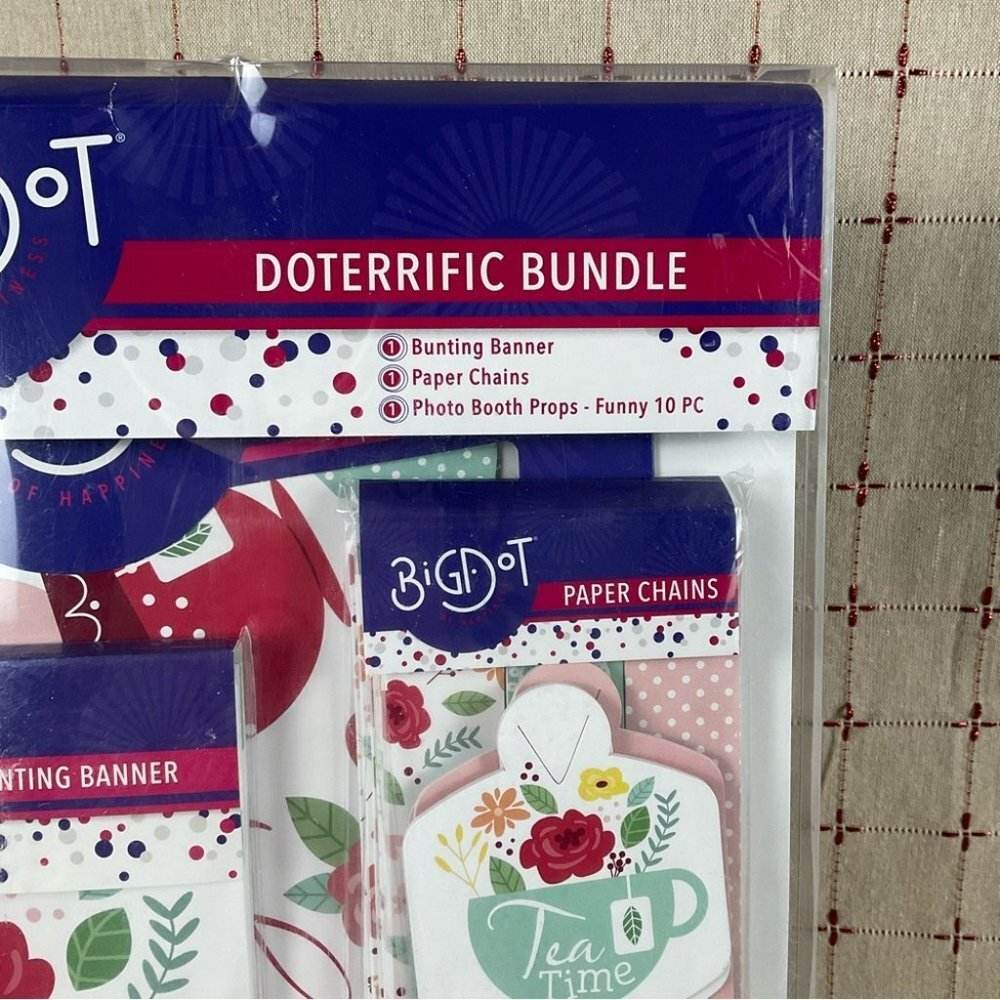 Big Dot of Happiness Tea Party Doterrific Bundle Party Supplies Paper Chains + - Picture 2 of 8